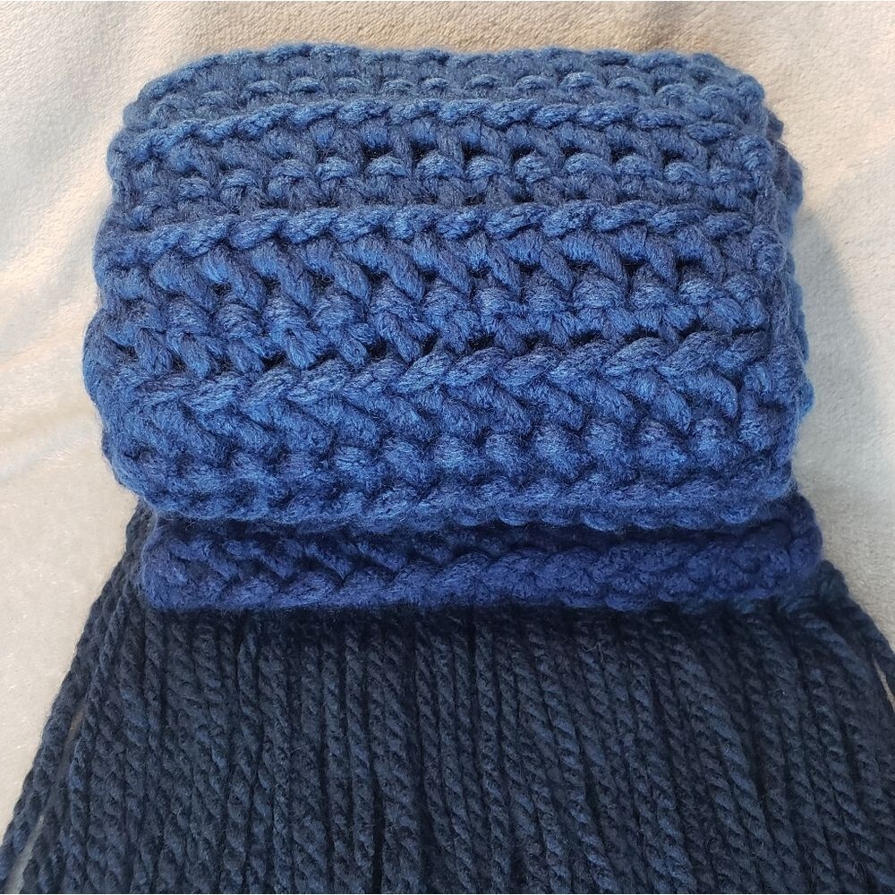 Crochet winter scarf, Handmade, Blue, Unisex